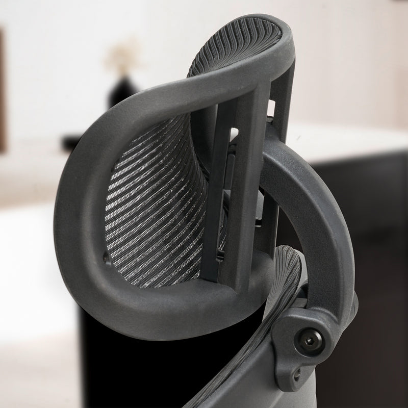 Bürostuhl Schwarz Mesh ergonomisch höhenverstellbar mit Kopfstütze