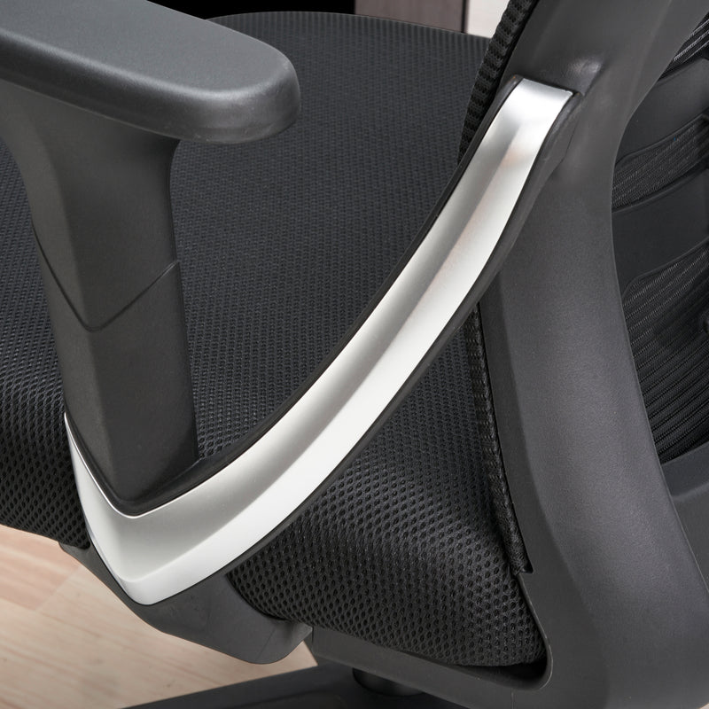 Bürostuhl Schwarz Mesh ergonomisch höhenverstellbar mit Kopfstütze