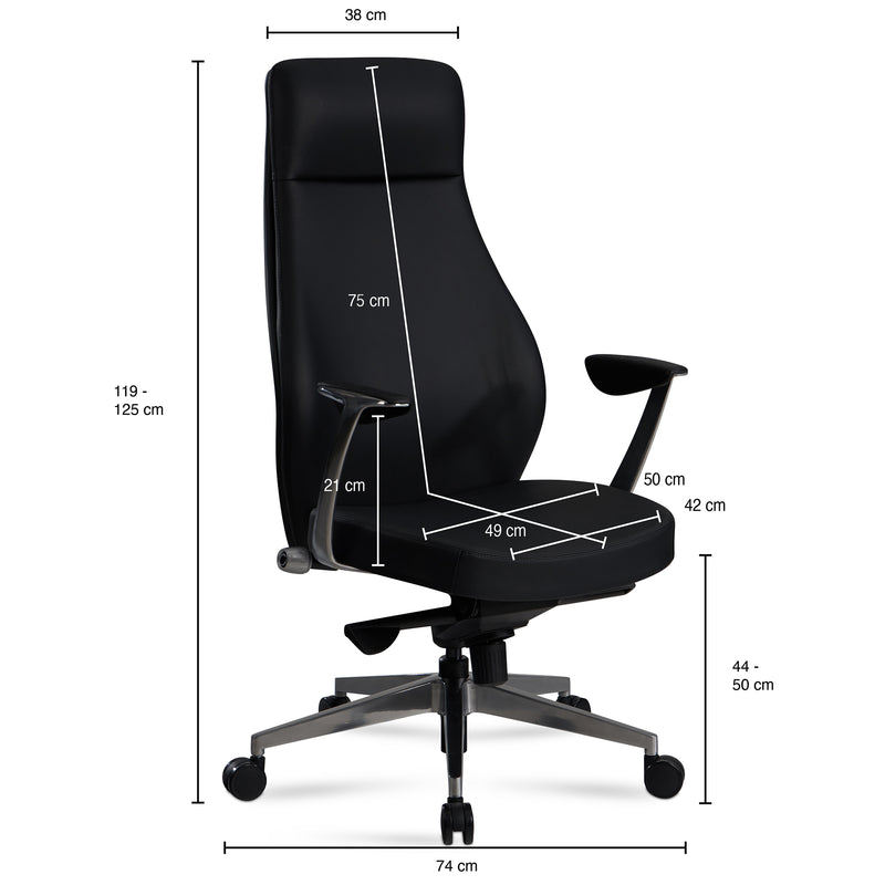 Bürostuhl Chefsessel Kunstleder Schwarz höhenverstellbar ergonomisch
