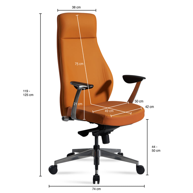 Bürostuhl Chefsessel Kunstleder Caramel höhenverstellbar ergonomisch