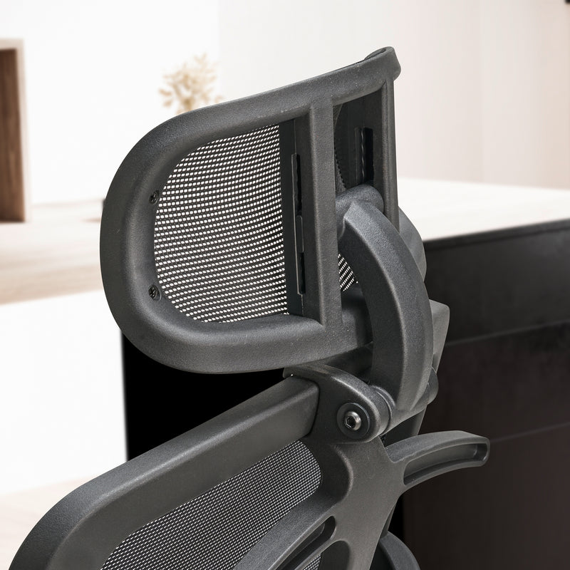 Bürostuhl Schwarz Mesh ergonomisch höhenverstellbar mit Kopfstütze