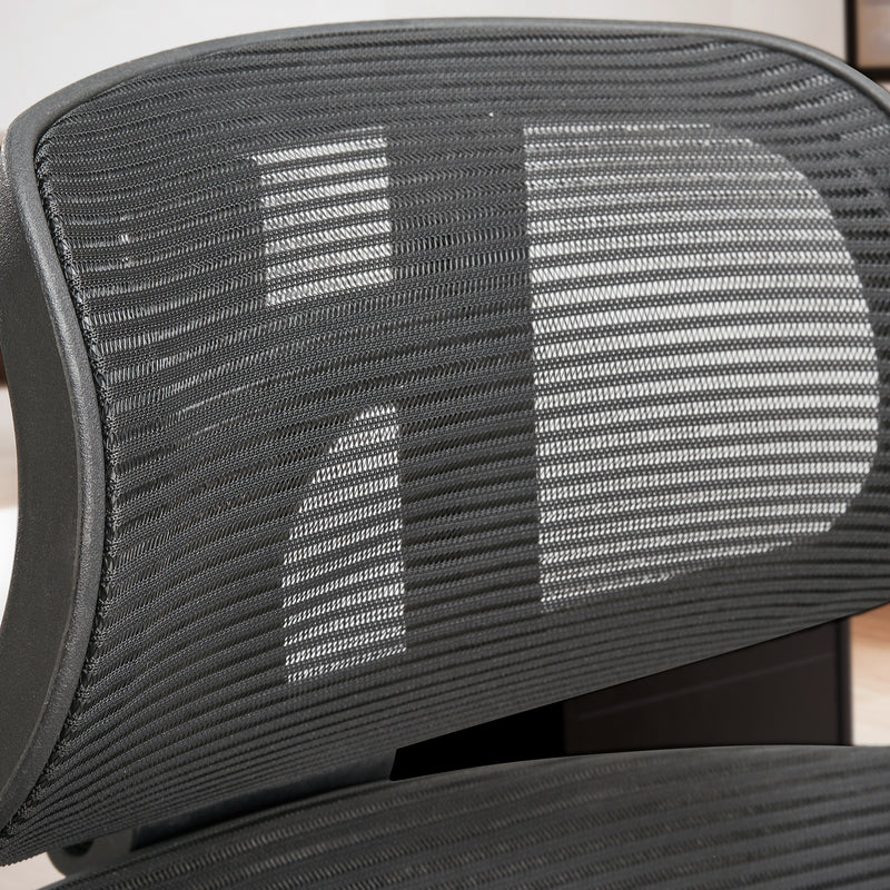 Bürostuhl Schwarz Mesh ergonomisch höhenverstellbar mit Kopfstütze