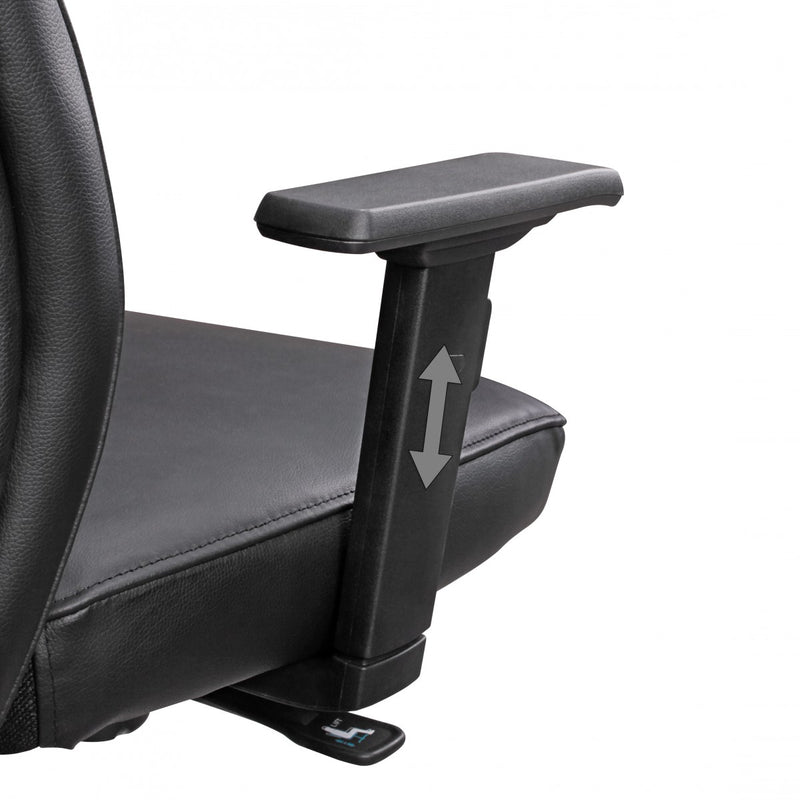 Bürostuhl PORTO Echtleder Schwarz ergonomisch mit Kopfstütze Wippfunktion