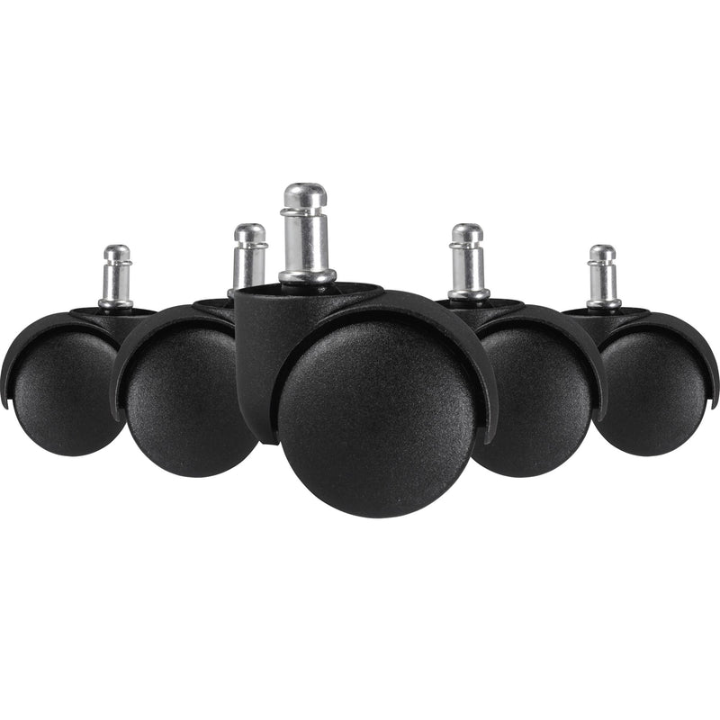 Bürostuhlrollen 5er Set Schwarz 50mm Weichboden Stift 11mm