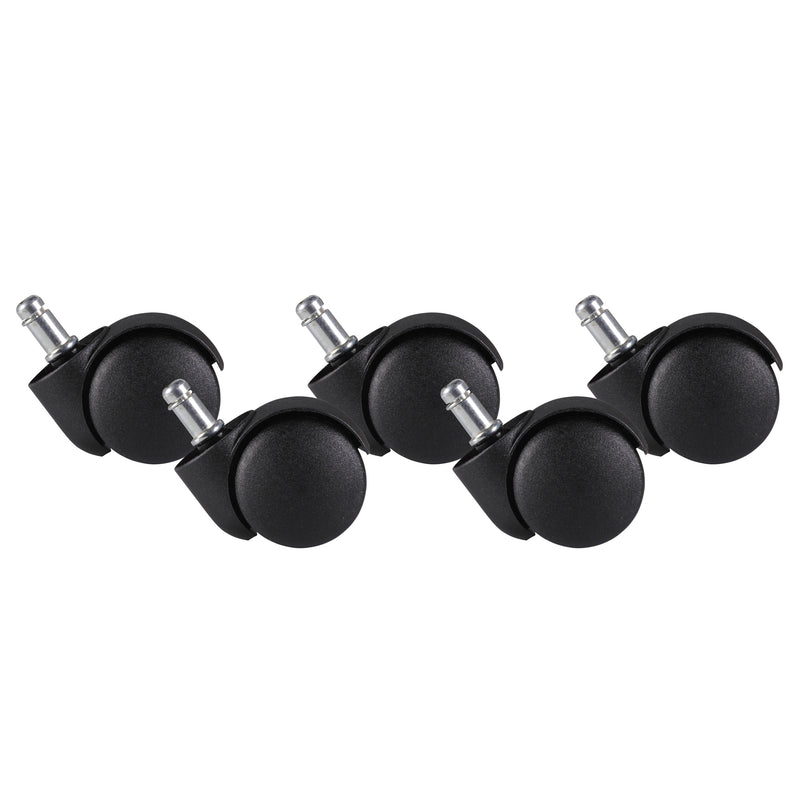 Bürostuhlrollen 5er Set Schwarz 50mm Weichboden Stift 11mm
