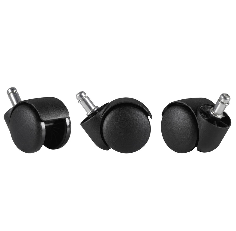 Bürostuhlrollen 5er Set Schwarz 50mm Weichboden Stift 11mm