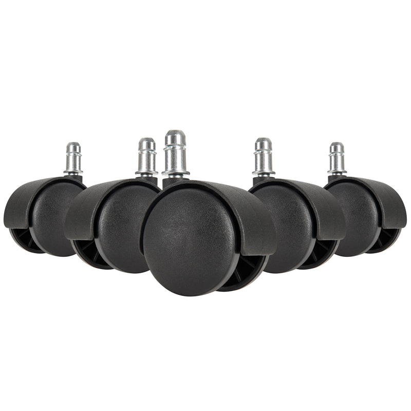 Bürostuhlrollen Set 5 Hartboden 11mm Stift 50mm Schwarz Premium