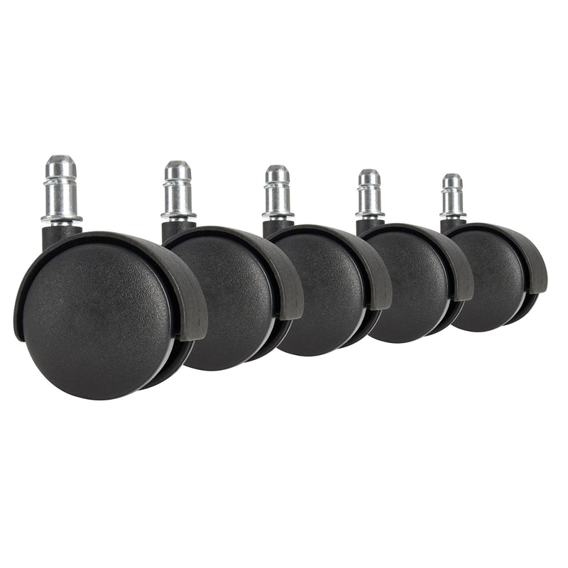 Bürostuhlrollen Set 5 Hartboden 11mm Stift 50mm Schwarz Premium