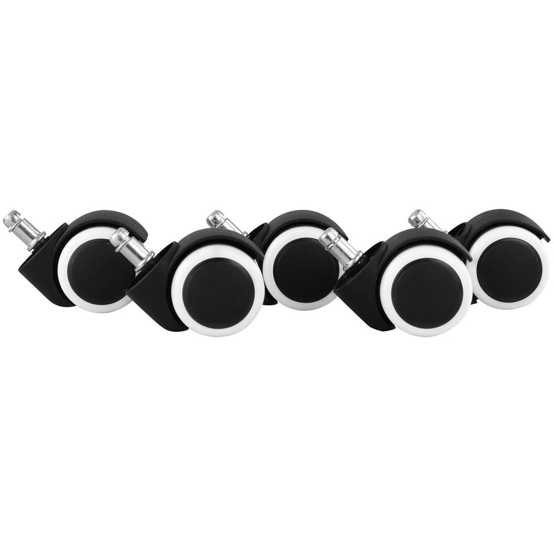 Bürostuhlrollen 5er Set Hartboden 11mm Stift 50mm Weiß Premium