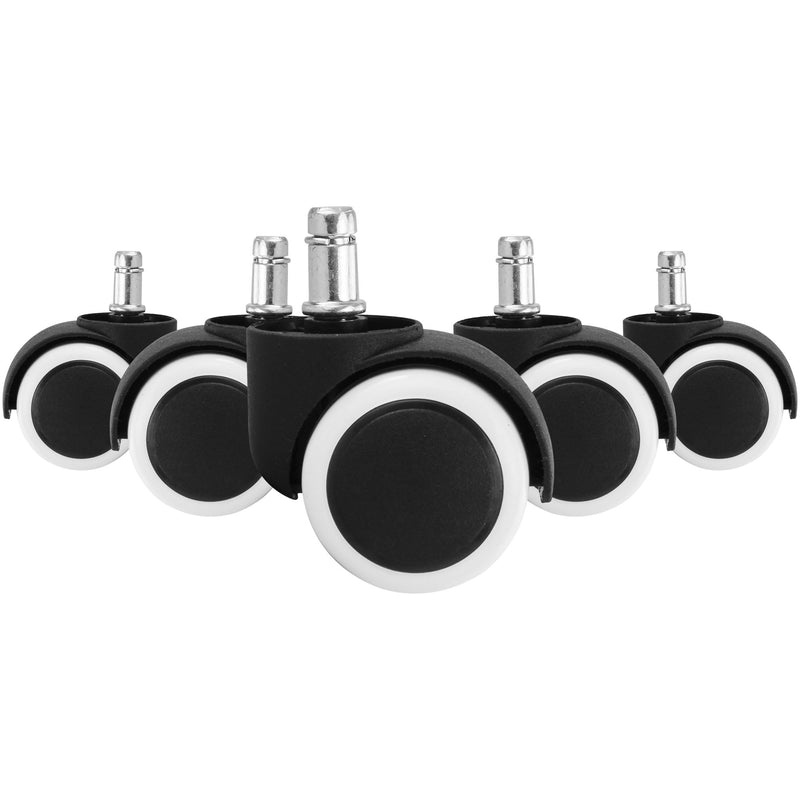 Bürostuhlrollen 5er Set Hartboden 11mm Stift 50mm Weiß Premium