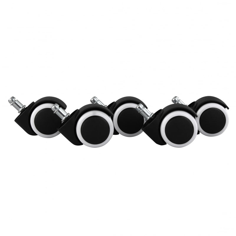 Bürostuhlrollen Set 5 gebremst 11mm 50mm Schwarz Weiß Hartboden