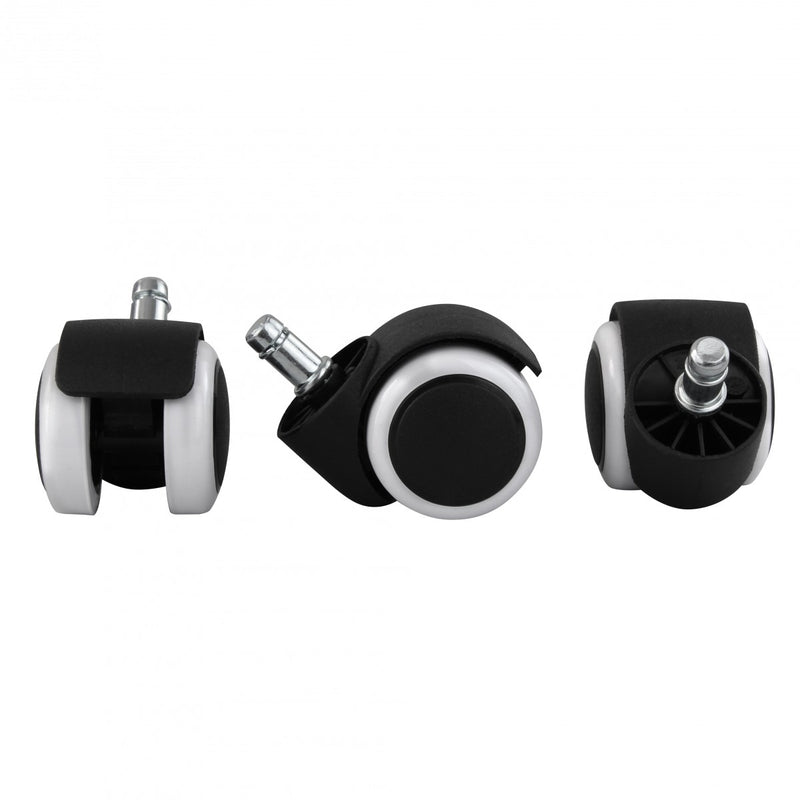 Bürostuhlrollen Set 5 gebremst 11mm 50mm Schwarz Weiß Hartboden