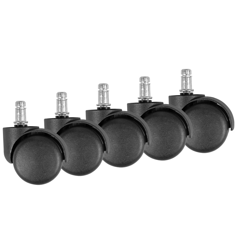 Bürostuhlrollen Set 5 Stk gebremst 11mm Stift 50mm Schwarz Teppich