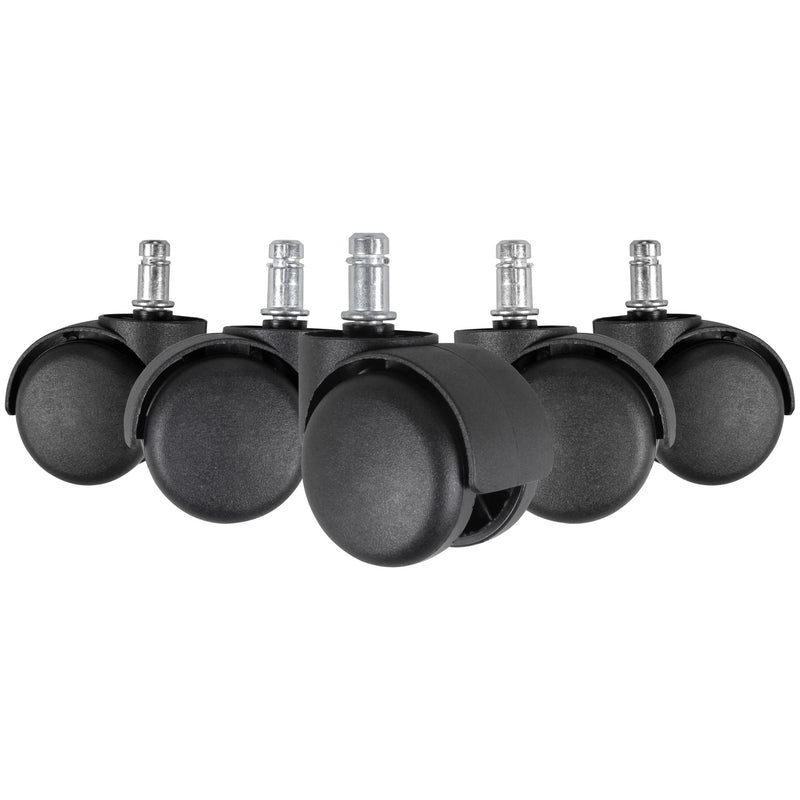 Bürostuhlrollen Set 5 Stk gebremst 11mm Stift 50mm Schwarz Teppich