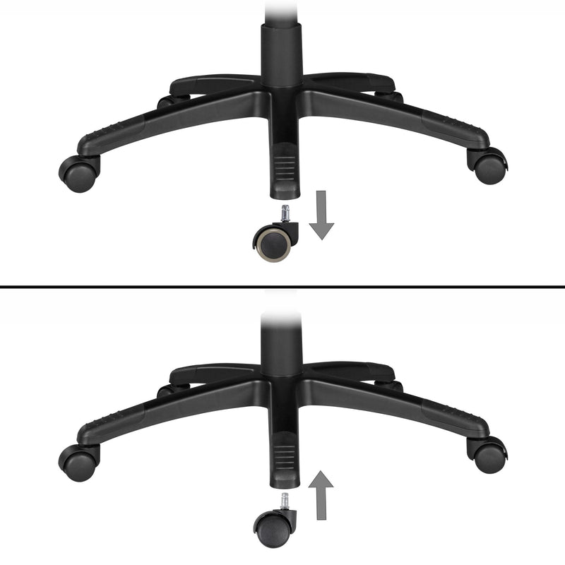 Bürostuhlrollen Set 5 Stk gebremst 11mm Stift 50mm Schwarz Teppich