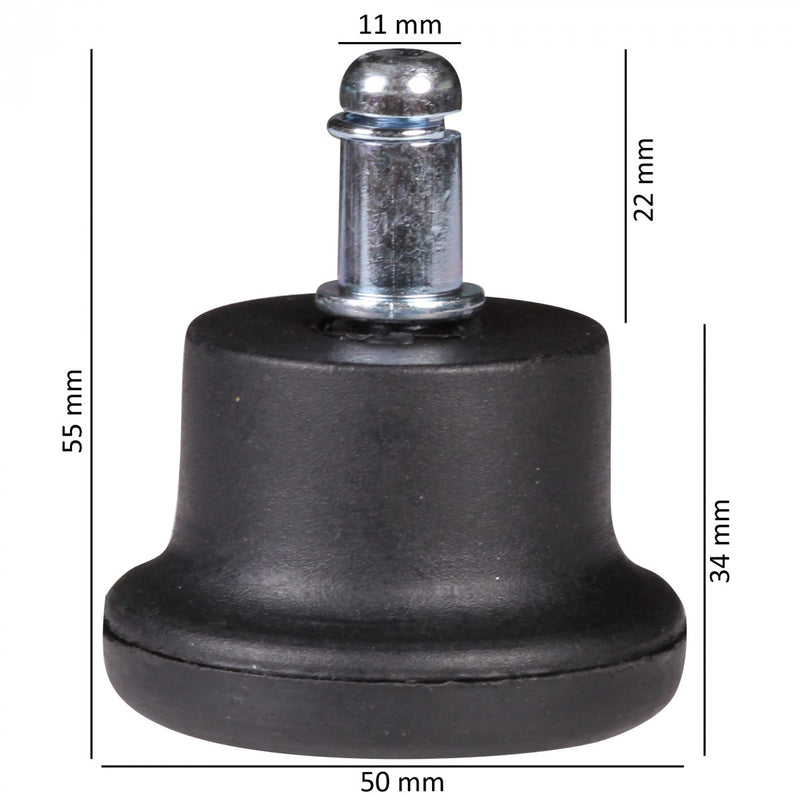 Bodengleiter Set 5er Kunststoff rund Schwarz 11mm für Bürostuhl