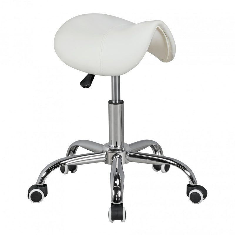 Hocker Menton höhenverstellbar Sattelsitz Kunstleder Weiß