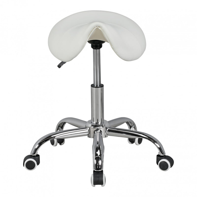 Hocker Menton höhenverstellbar Sattelsitz Kunstleder Weiß