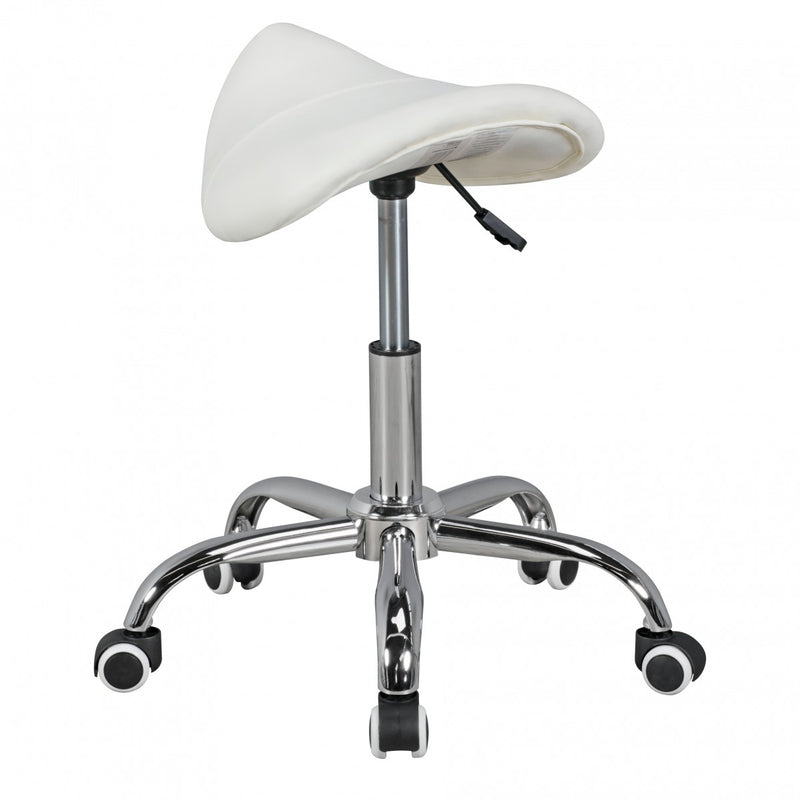 Hocker Menton höhenverstellbar Sattelsitz Kunstleder Weiß