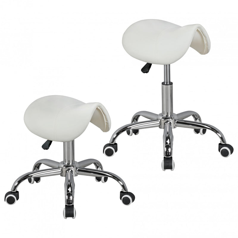 Hocker Menton höhenverstellbar Sattelsitz Kunstleder Weiß