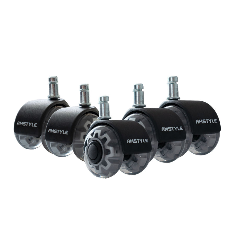 Universal-Schwerlastrollen 5er Set 11mm Stift 50mm Hartboden Silber