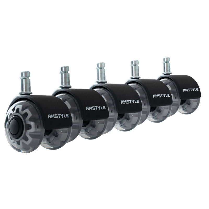 Universal-Schwerlastrollen 5er Set 11mm Stift 50mm Hartboden Silber