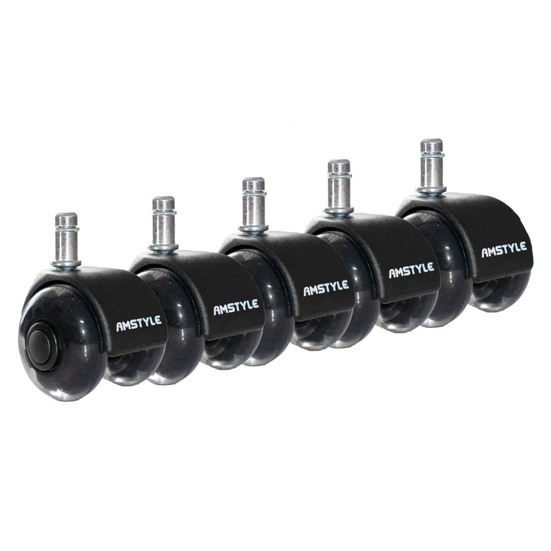 Universal-Schwerlastrollen 5er Set 11mm Stift 50mm Schwarz Hartboden