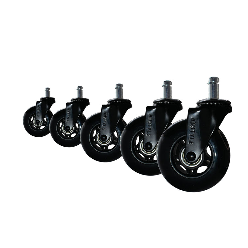 Bürostuhlrollen 5er Set 75mm Universal Schwerlastrollen Hartboden Schwarz