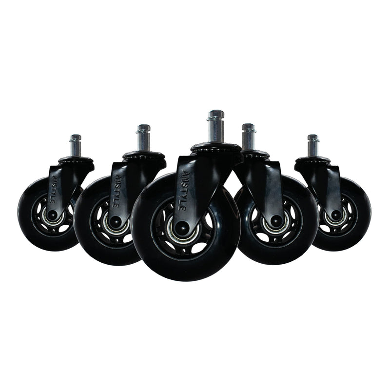 Bürostuhlrollen 5er Set 75mm Universal Schwerlastrollen Hartboden Schwarz