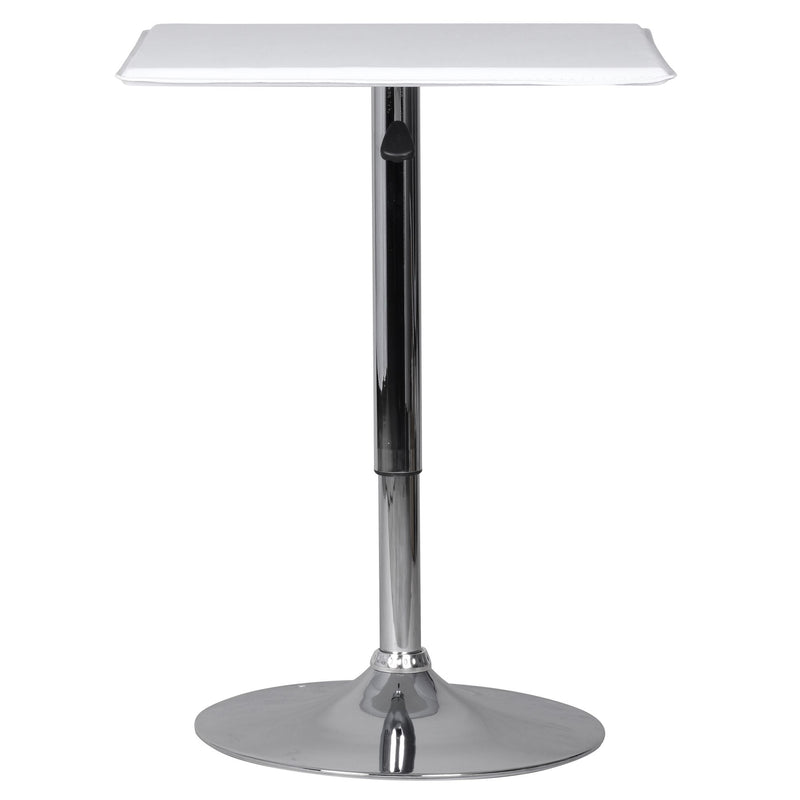 Stehtisch Bistrotisch höhenverstellbar Kunstleder Weiß Chrom eckig