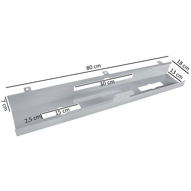 Kabelkanal Schreibtisch 80x7x13cm Kabelführung silber Metall