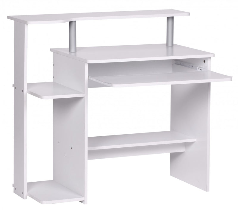 Computertisch WL1.153 Weiß 94x90,5x48,5cm mit Tastaturauszug & Ablage