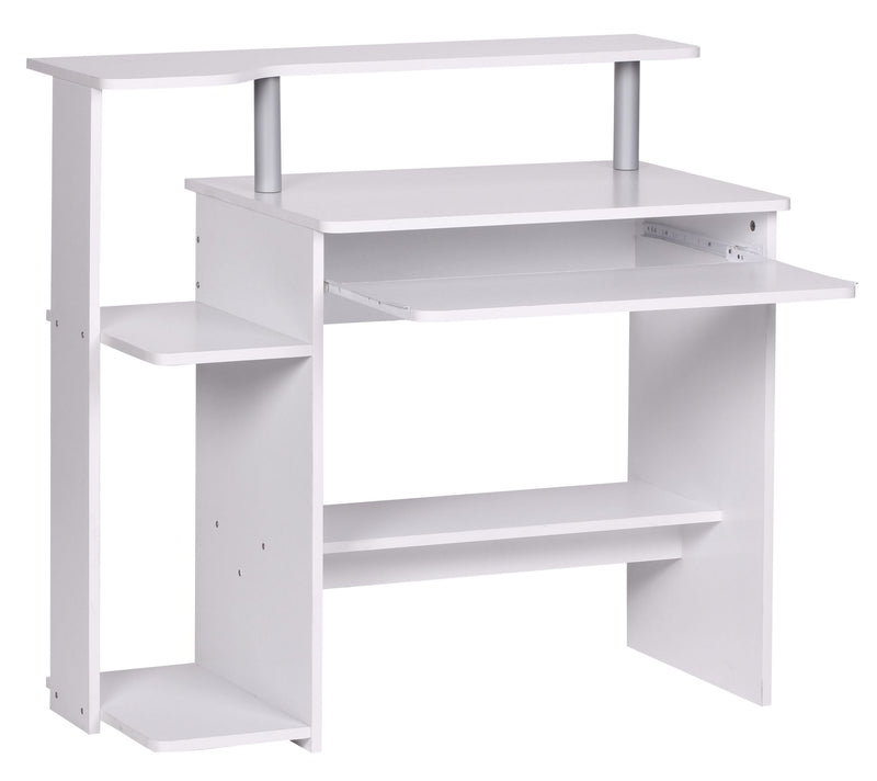Computertisch WL1.153 Weiß 94x90,5x48,5cm mit Tastaturauszug & Ablage