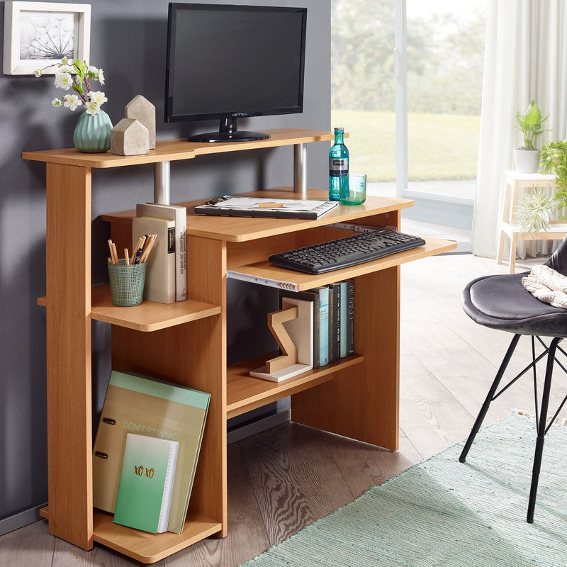 Computertisch WL1.163 Buche 94x90,5x48,5cm mit Tastaturauszug Modern