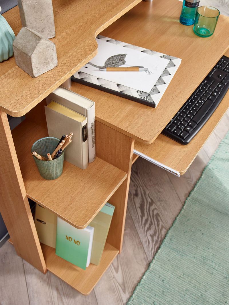 Computertisch WL1.163 Buche 94x90,5x48,5cm mit Tastaturauszug Modern