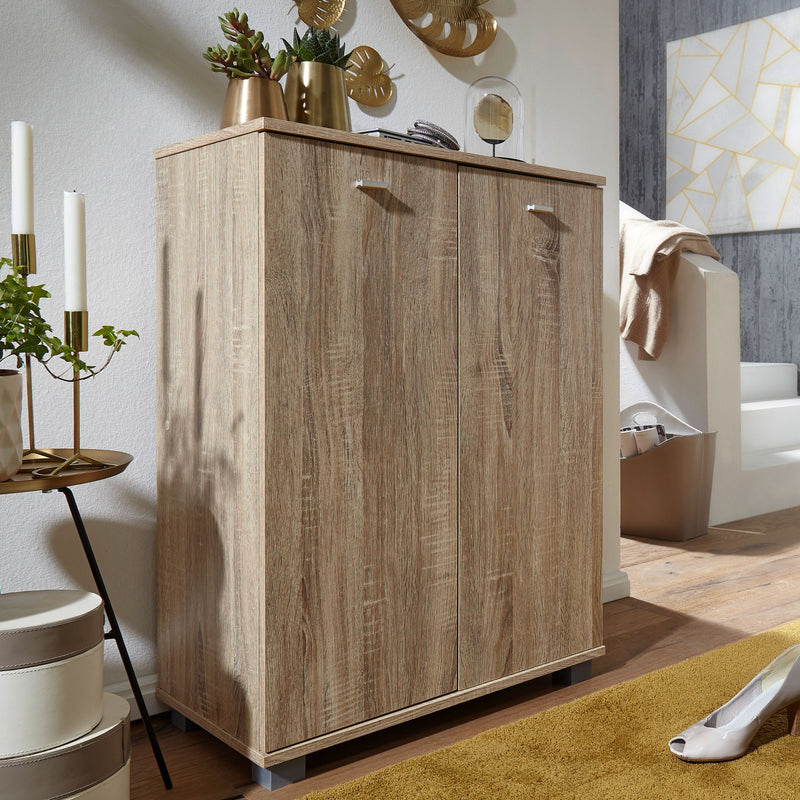 Schuhschrank NIMES modern Holz Sonoma 12 Paar 4 Fächer 2 Türen