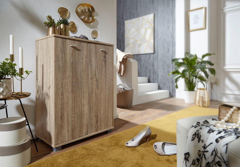 Schuhschrank NIMES modern Holz Sonoma 12 Paar 4 Fächer 2 Türen