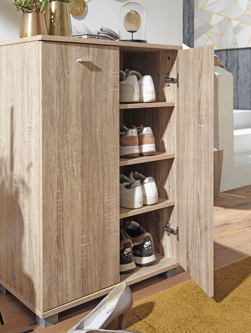Schuhschrank NIMES modern Holz Sonoma 12 Paar 4 Fächer 2 Türen