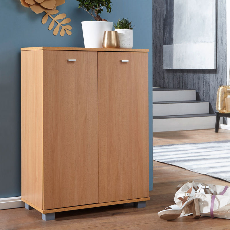 Schuhschrank NIMES modern Buche 12 Paar 4 Fächer 2 Türen 60x90x35 cm