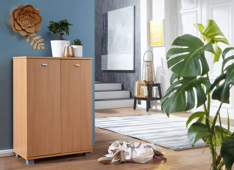 Schuhschrank NIMES modern Buche 12 Paar 4 Fächer 2 Türen 60x90x35 cm