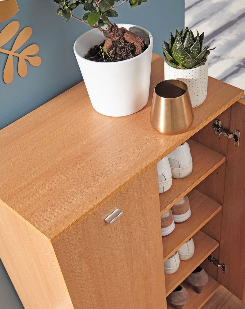 Schuhschrank NIMES modern Buche 12 Paar 4 Fächer 2 Türen 60x90x35 cm