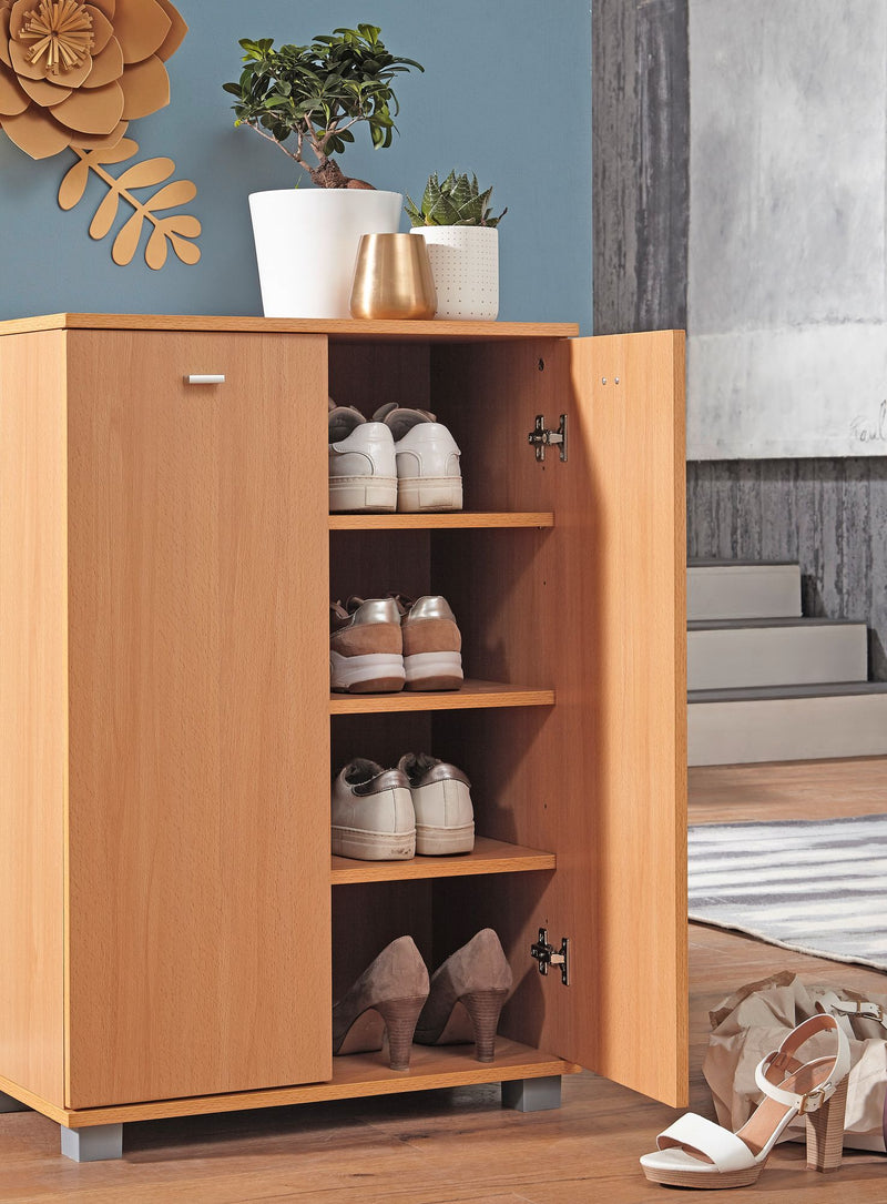 Schuhschrank NIMES modern Buche 12 Paar 4 Fächer 2 Türen 60x90x35 cm