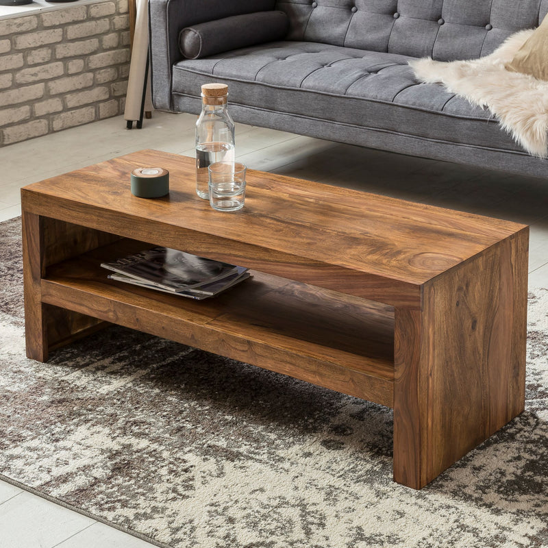 Couchtisch Durban Sheesham 110cm Massivholz Braun Landhausstil
