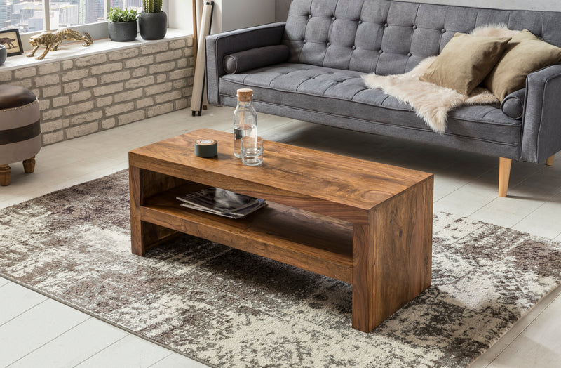 Couchtisch Durban Sheesham 110cm Massivholz Braun Landhausstil