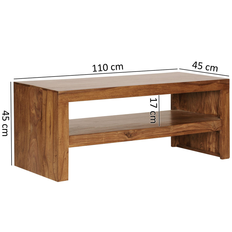 Couchtisch Durban Sheesham 110cm Massivholz Braun Landhausstil