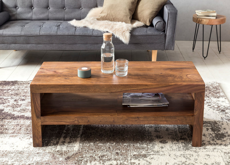 Couchtisch Durban Sheesham 110cm Massivholz Braun Landhausstil