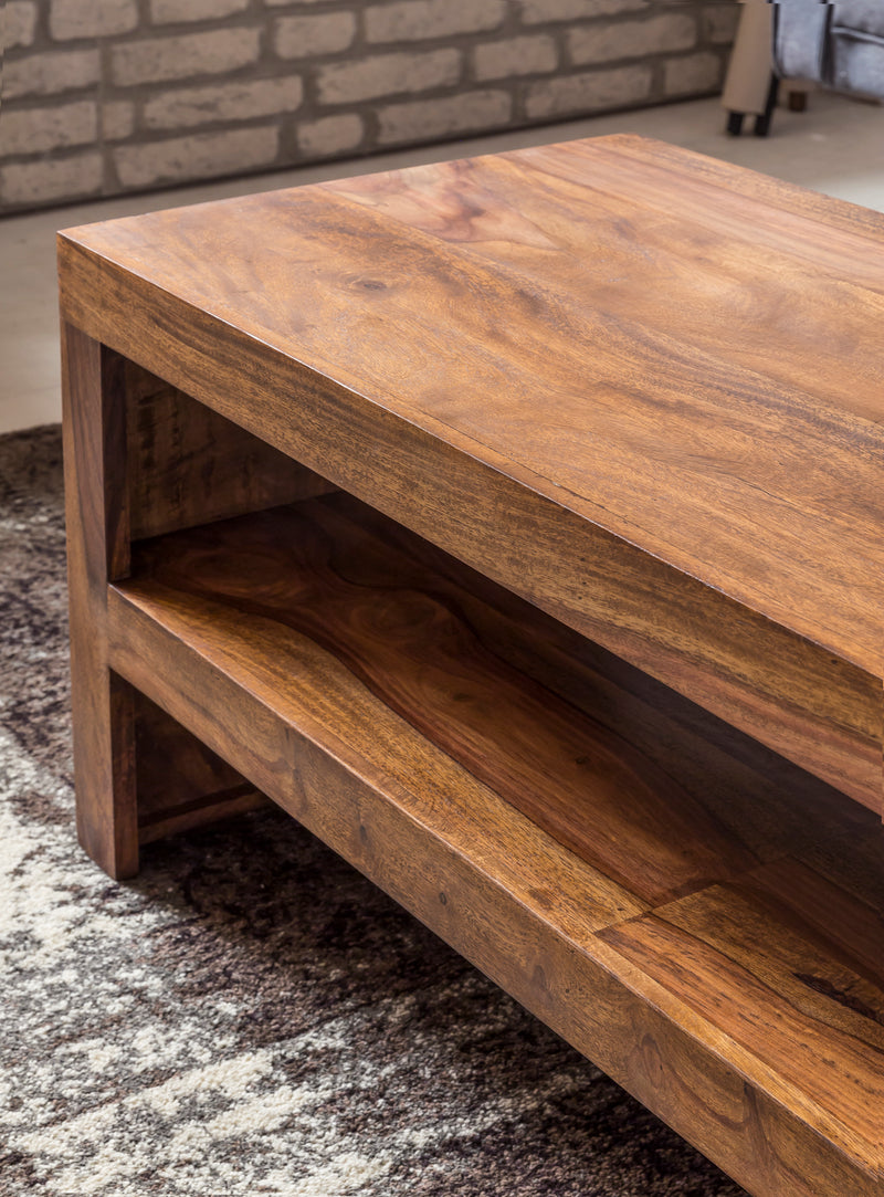 Couchtisch Durban Sheesham 110cm Massivholz Braun Landhausstil