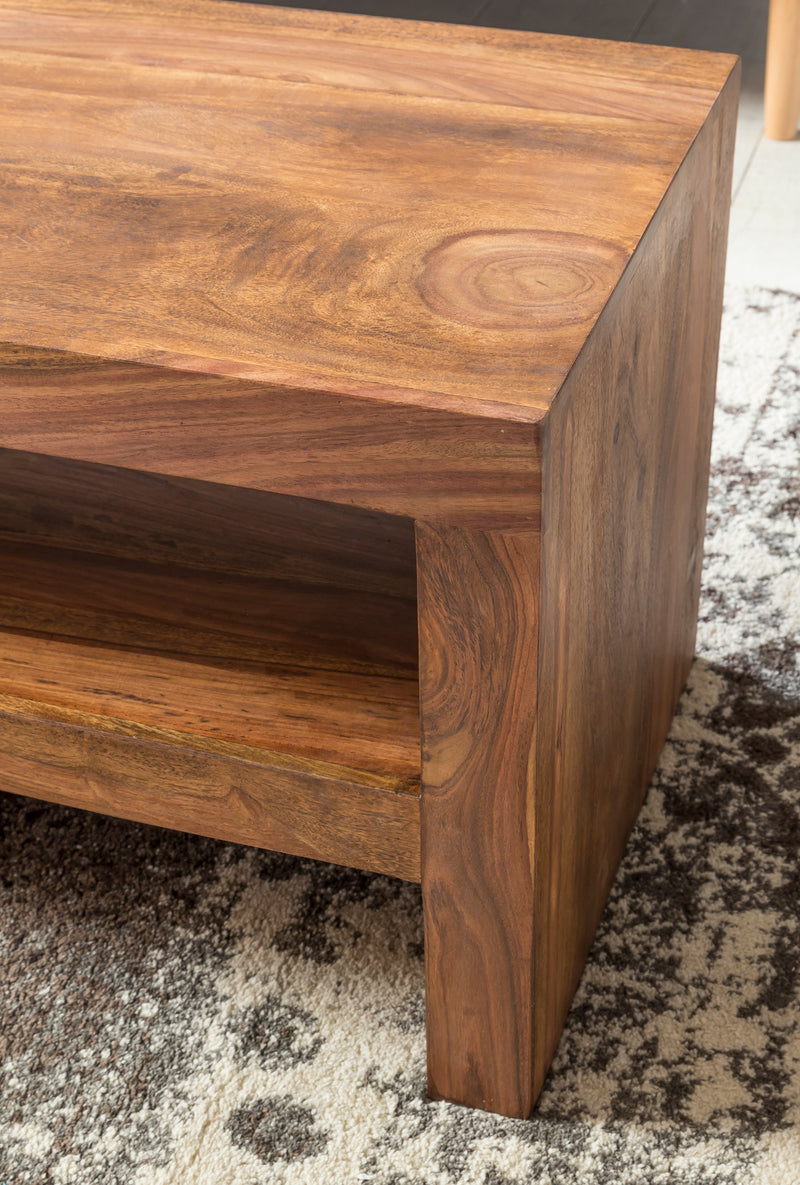 Couchtisch Durban Sheesham 110cm Massivholz Braun Landhausstil