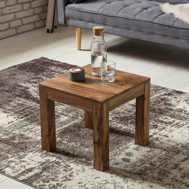 Couchtisch Sheesham Massivholz 45x40x45cm braun modern Unikat