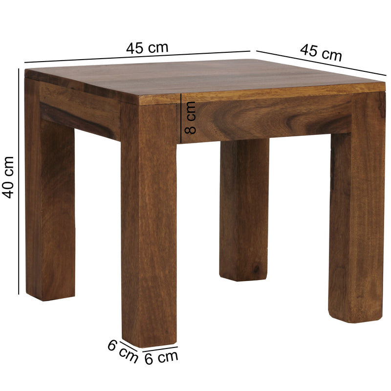Couchtisch Sheesham Massivholz 45x40x45cm braun modern Unikat